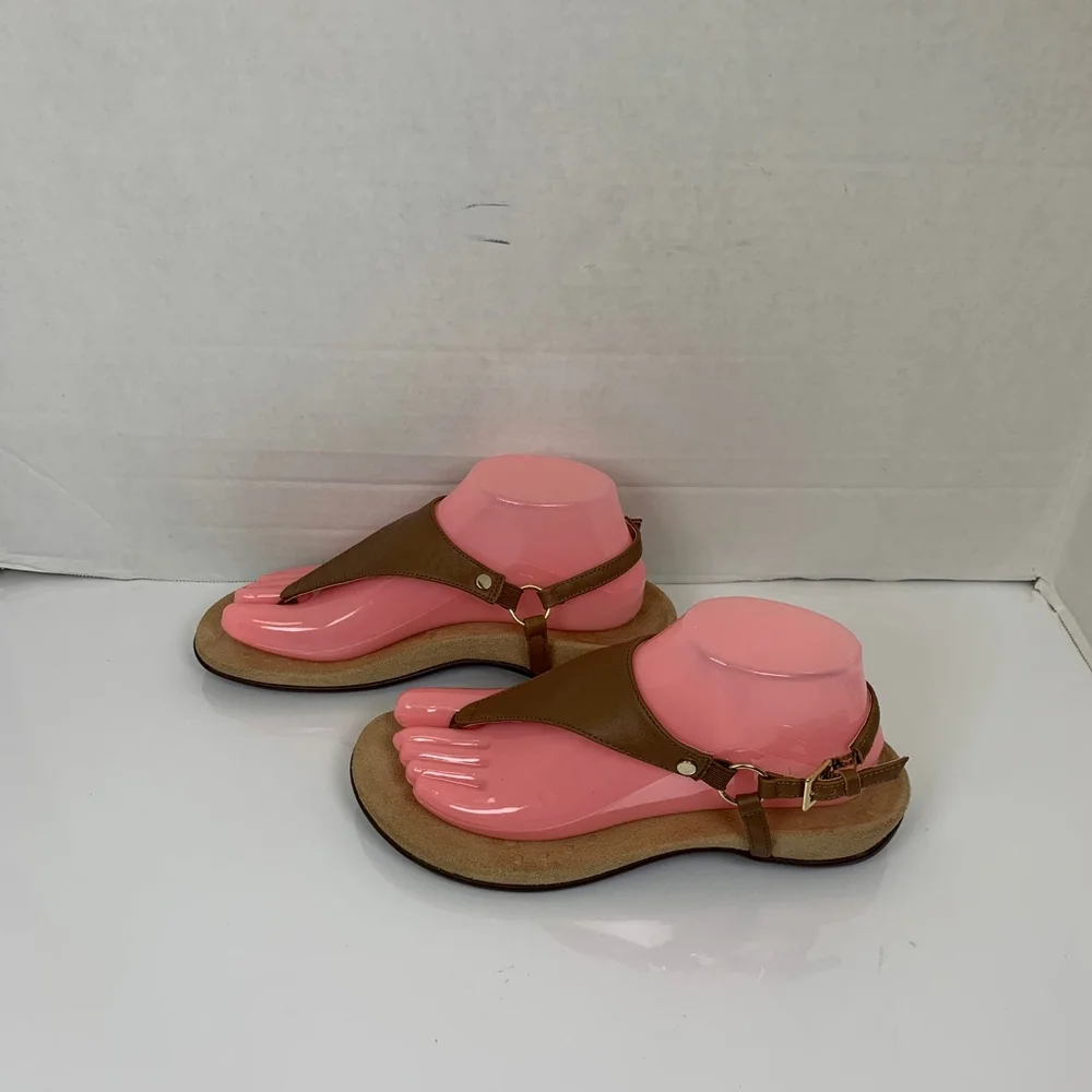 Vionic Kirra Women Brown Leather Thong Sandals Size 7 - Picture 5 of 11